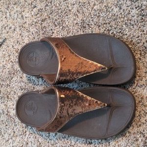 Fitflop  brown with mini brown sequins. Size 7
